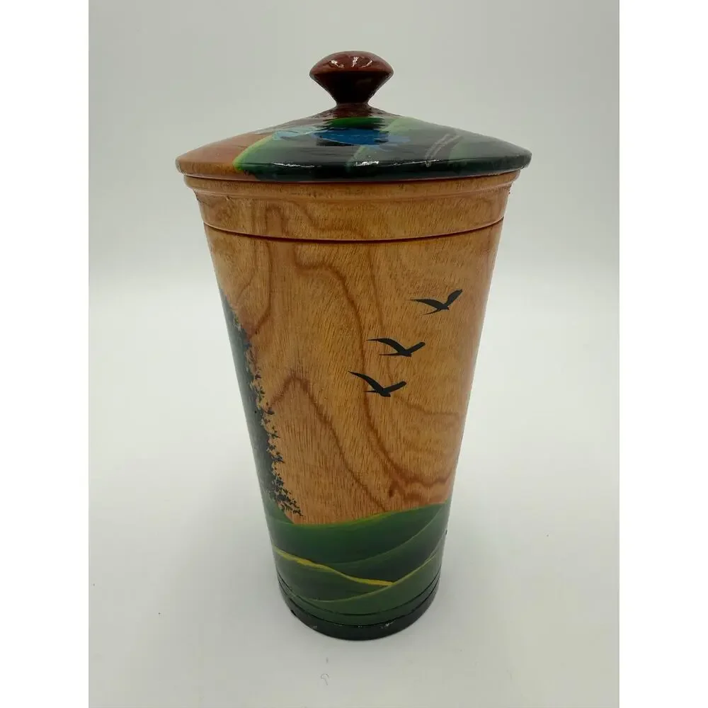 1960's Haitian Turned Wood Lidded Cup